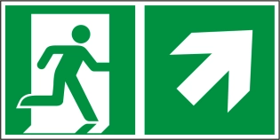 Rettungsweg Kombischild rechts aufwärts | NACHLEUCHTEND