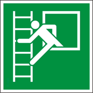 Notfenster mit Fluchtleiter | NACHLEUCHTEND